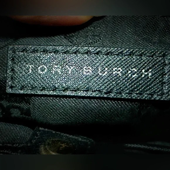 Vintage Tory Burch tote bag crossbody purse Black Satchel with Gold Accents - Picture 5 of 17